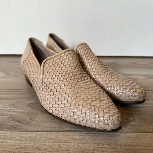 RON White Yara Made in Italy Woven Leather Loafers